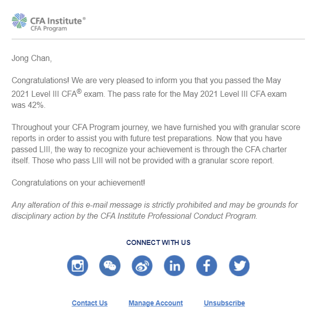 CFA / 비전공생 CFA LV3 합격 후기 / CFA LEVEL 1~ LEVEL 3 총평, 난이도, 시험전략, 공부방법, 소감 - 금융권