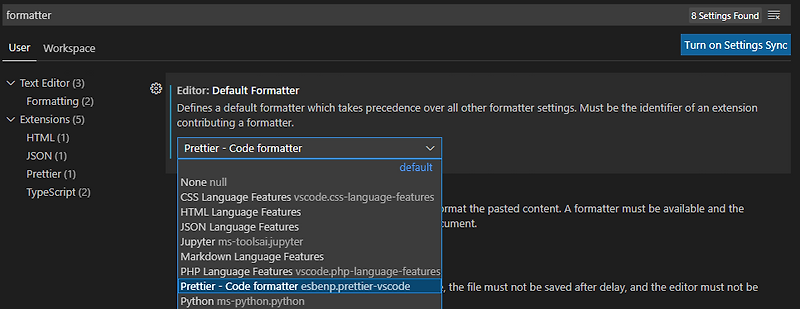 [VSCODE] Prettier - Code formatter 설정