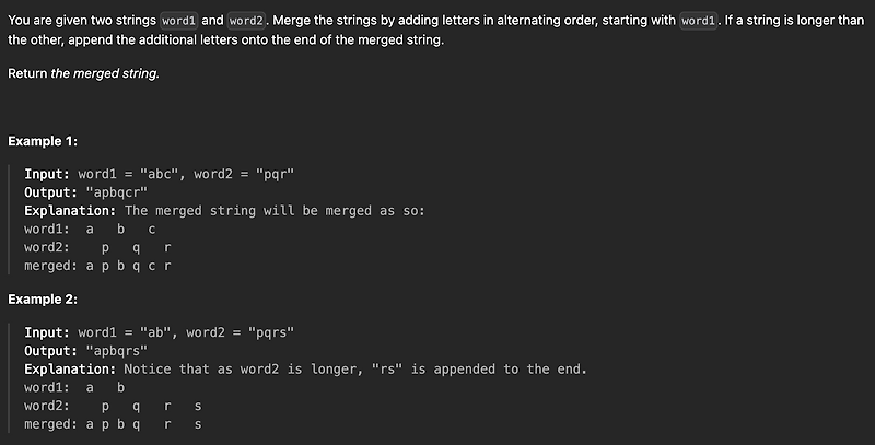 Leet code (Easy): 1768. Merge Strings Alternately - Java