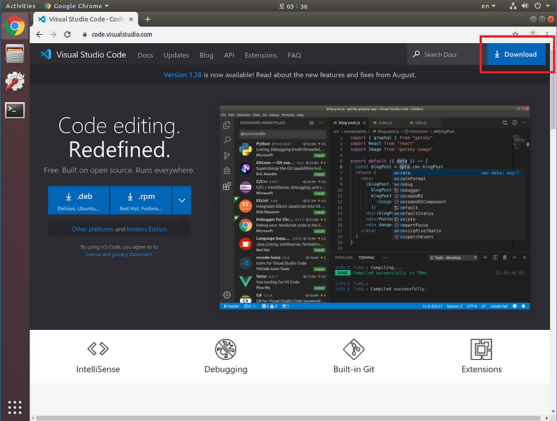install visual studio code ubuntu 18