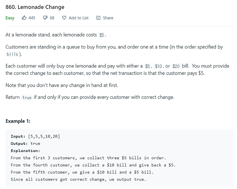 leetcode Lemonade Change geonyeongkim