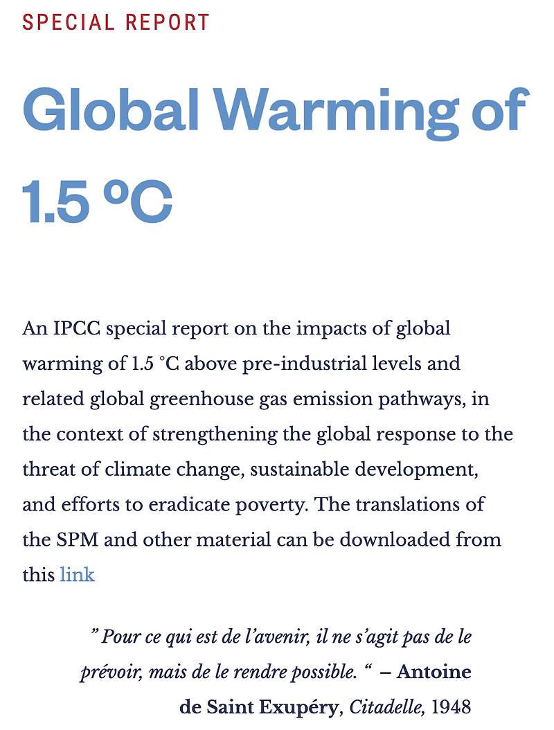 IPCC Special Report : Global Warming of 1.5 ºC