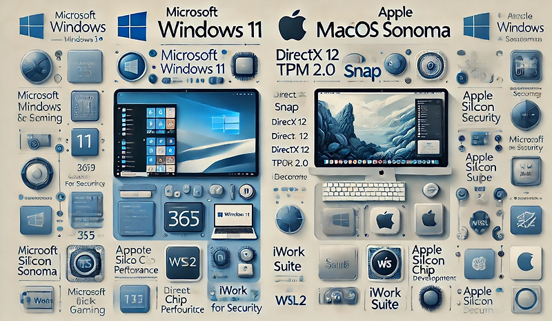 Windows 11 vs macOS Sonoma: 2025년 기준 최신 OS 비교 : UI, 성능, 도구, 보안, 게이밍, 개발 ...