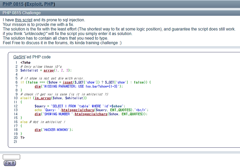  wechall php 0815 healerhack 