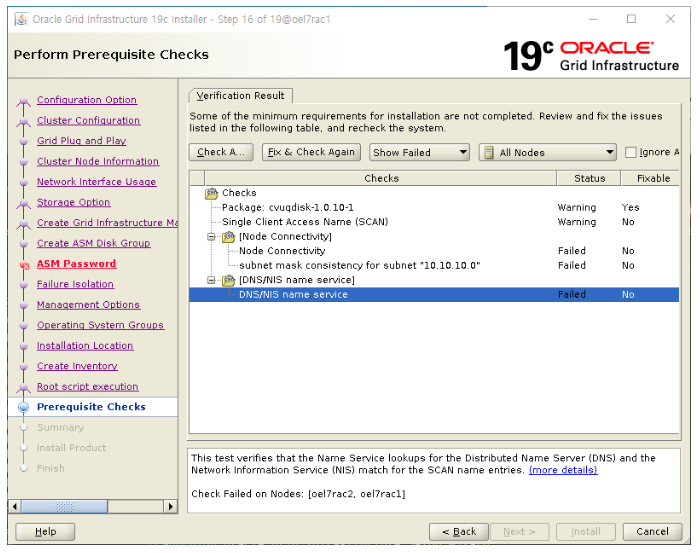 [install] grid infrastructure prerequisite checks : subnet mask ...
