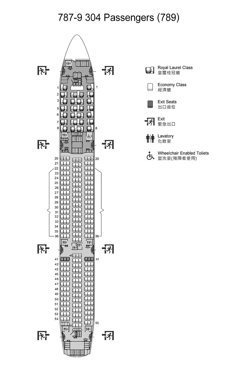 [쫑픽]항공기 좌석배치도 - 에바항공 (EVA Airways / Seat Map)