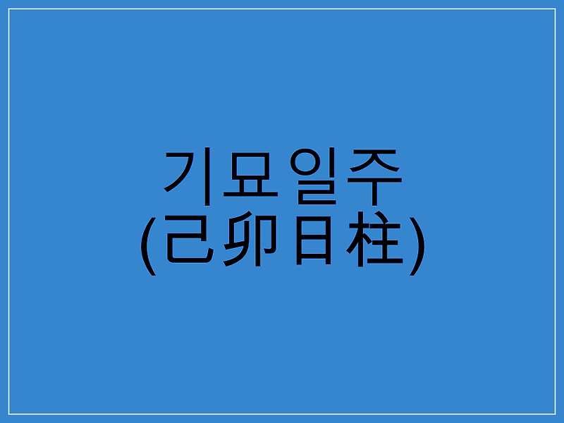 기묘일주(己卯日柱) 일주론 요약