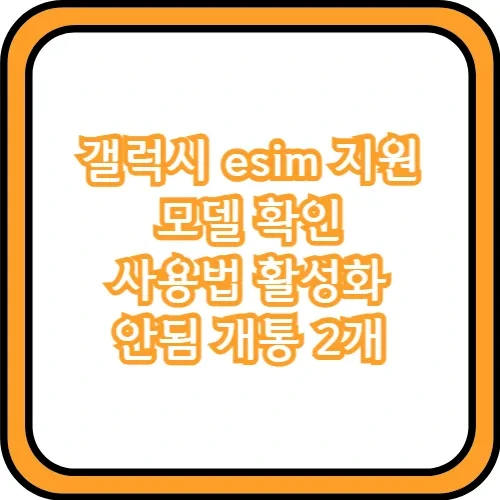 갤럭시 esim 지원 모델 확인 사용법 활성화 안됨 개통 2개