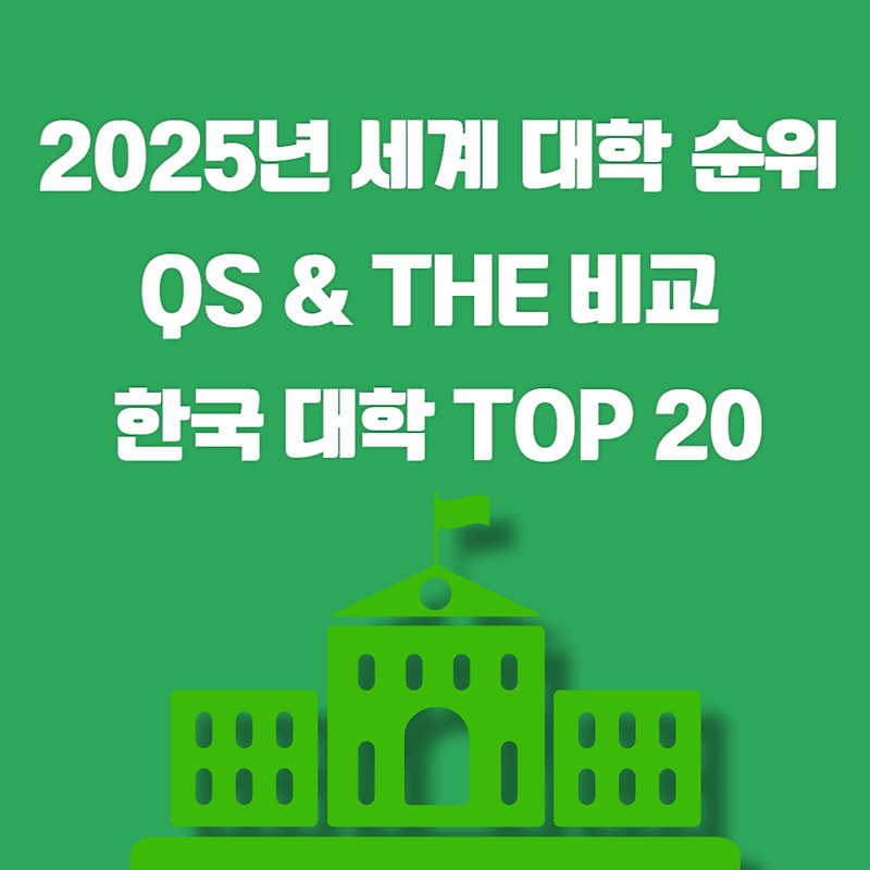 2025년 세계 대학 순위(QS & THE) 비교 – 한국 대학 TOP 20