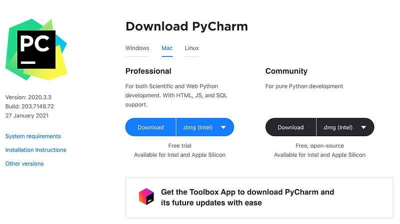 Python 개발도구 PyCharm Community Edition 설치하기