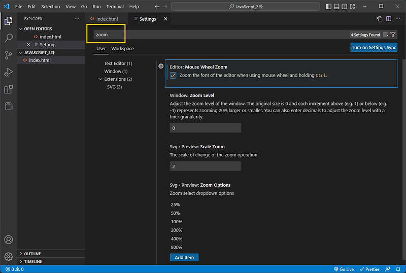 Vscode ctrl mouse wheel 