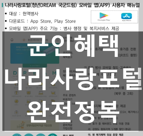 군인을 위한 휴가 필수 앱 나라사랑 포탈 완전 정복