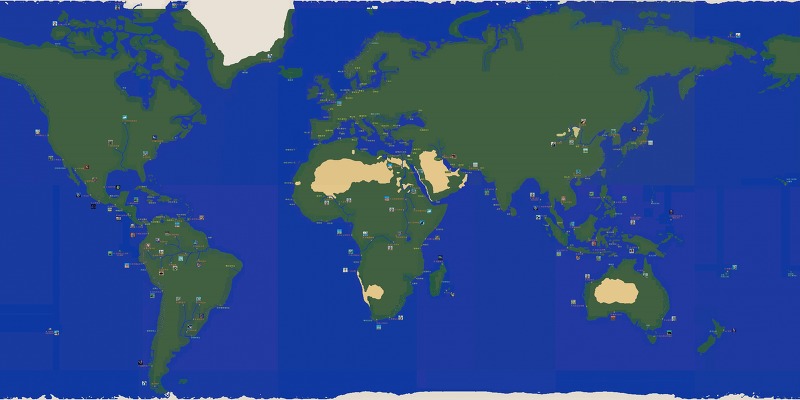 대항해시대2 - 세계 지도 (발견물 일람)