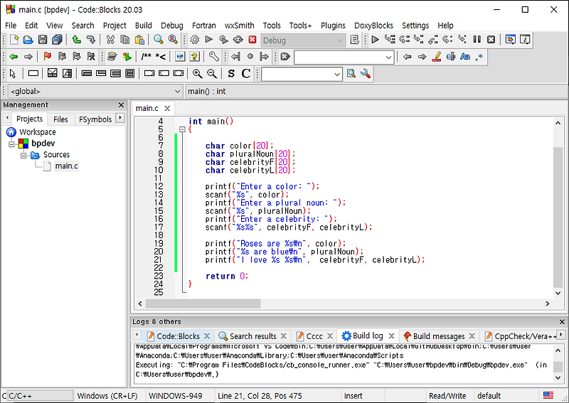 C Calculator, Mad Libs Game :: bpDev image.
