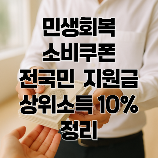 민생회복 소비쿠폰 소득기준 소득상위 10% 전국민 지원금 정리