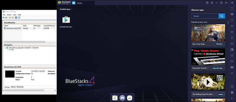 hyper v windows 10 bluestacks