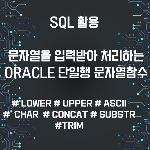 SQL 활용 문자열을 입력받아 처리하는 ORACLE 단일행 문자열함수(LOWER, UPPER, ASCII, CHAR