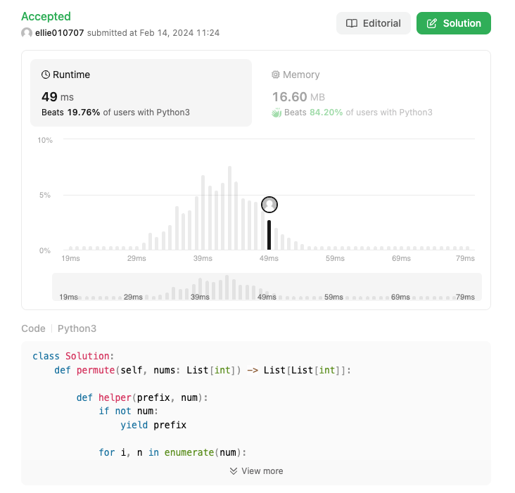 [LeetCode] 46. Permutations (Medium, Python) — 코딩림