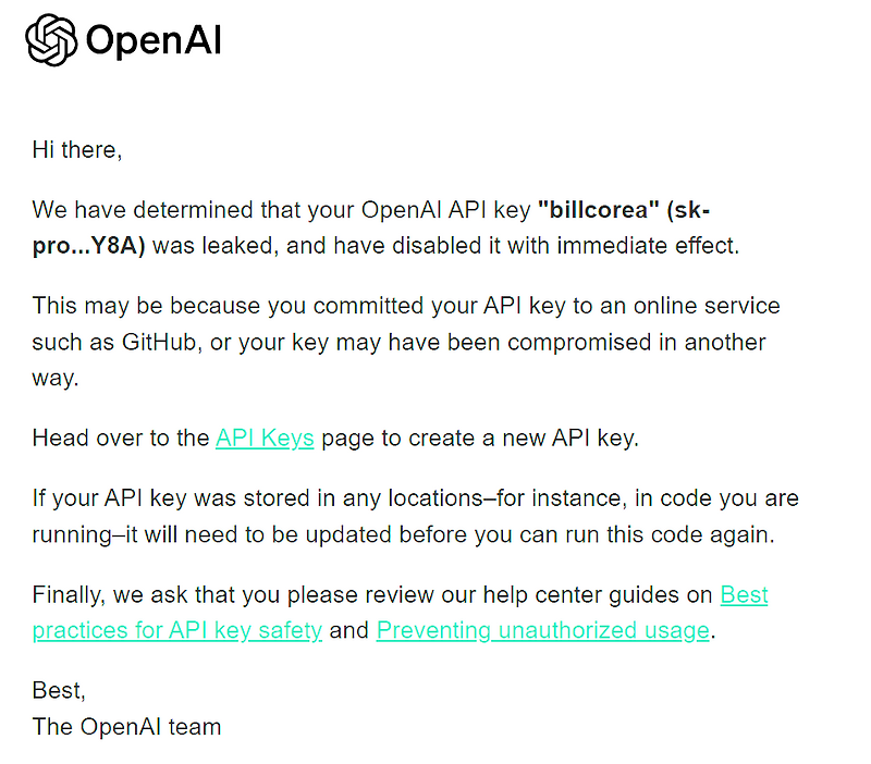 OpenAI API - API Key Disabled