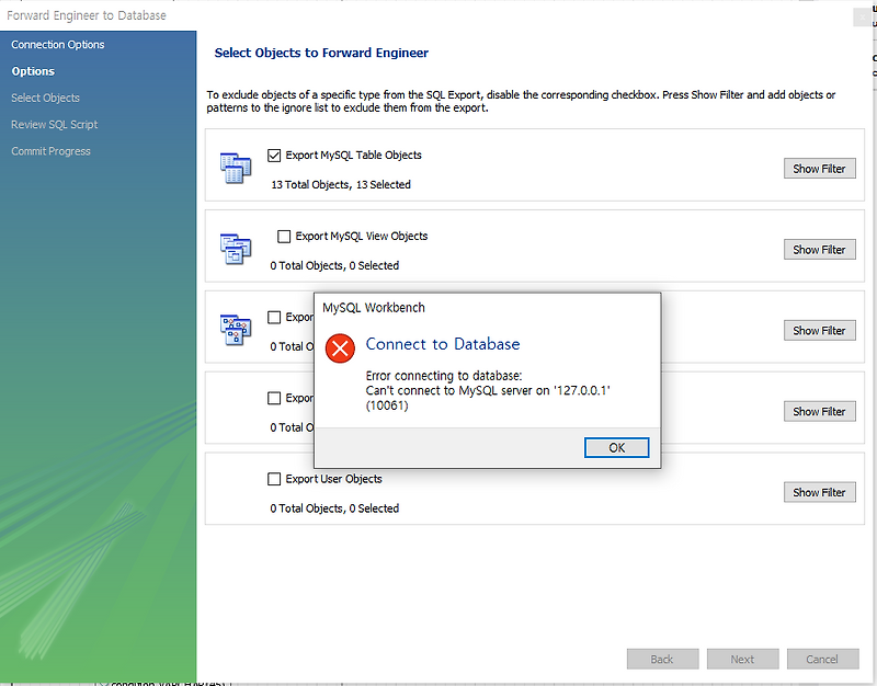 Mysql error connecting to database can t connect mysql server on 127