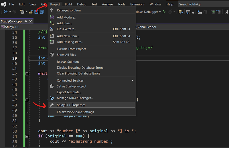[VisualStudio Setting] C++ 언어 표준 수정하기