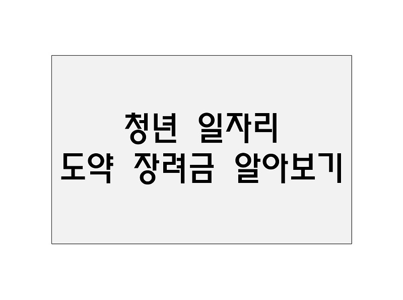 [기업지원정책] 고용노동부 청년 일자리 도약장려금 알아보기