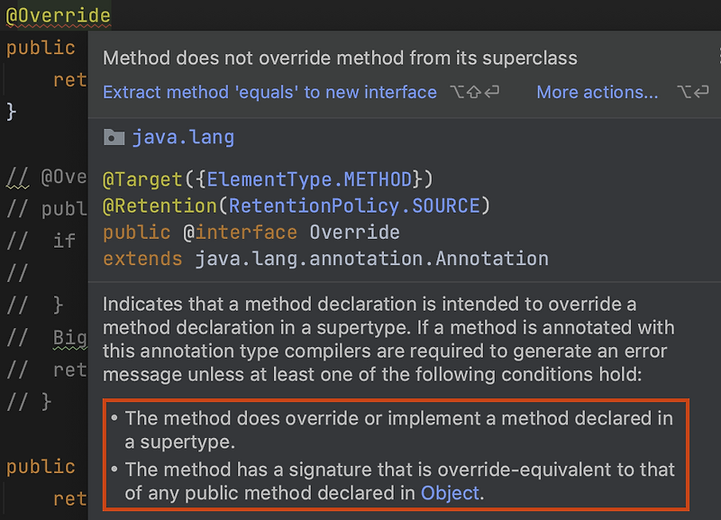 [Effective Java : Item 40] @Override 애너테이션을 일관되게 사용하라