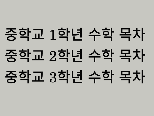 2020년 중학교 수학 과정 -  학년별 목차  1학년 2학년 3학년