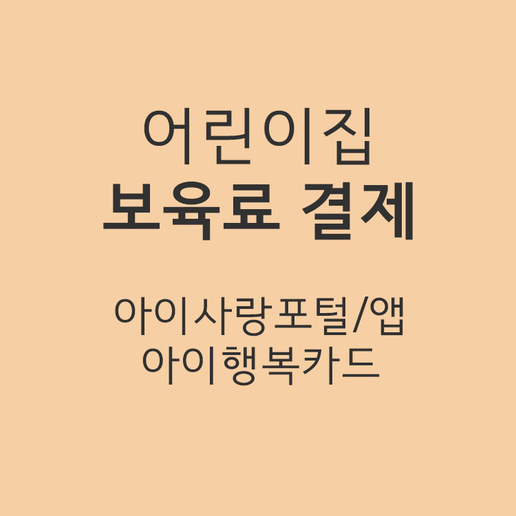 어린이집 보육료 결제방법(아이행복카드)