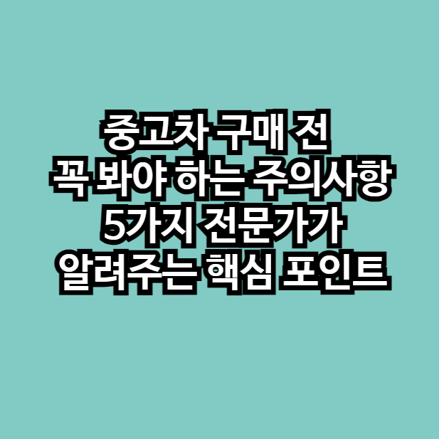 중고차 구매 전 꼭 봐야 하는 주의사항 5가지 전문가가 알려주는 핵심 포인트