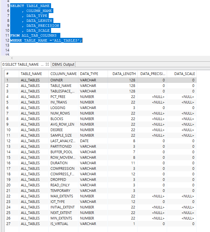 [Oracle] ALL_TABLES, USER_TABLES, TAB 전체 테이블 조회 Example :: 개쿠