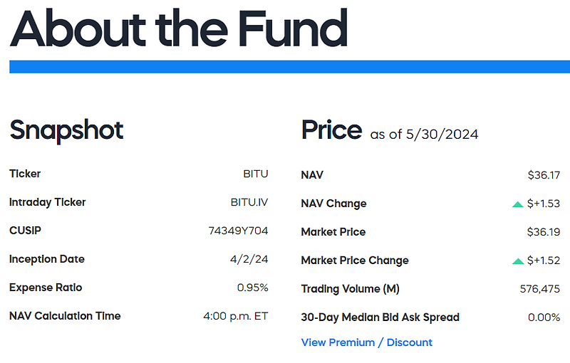 BITU ETF: 비트코인 2배 레버리지 투자, 주가 전망, 배당, 수수료 완벽 분석