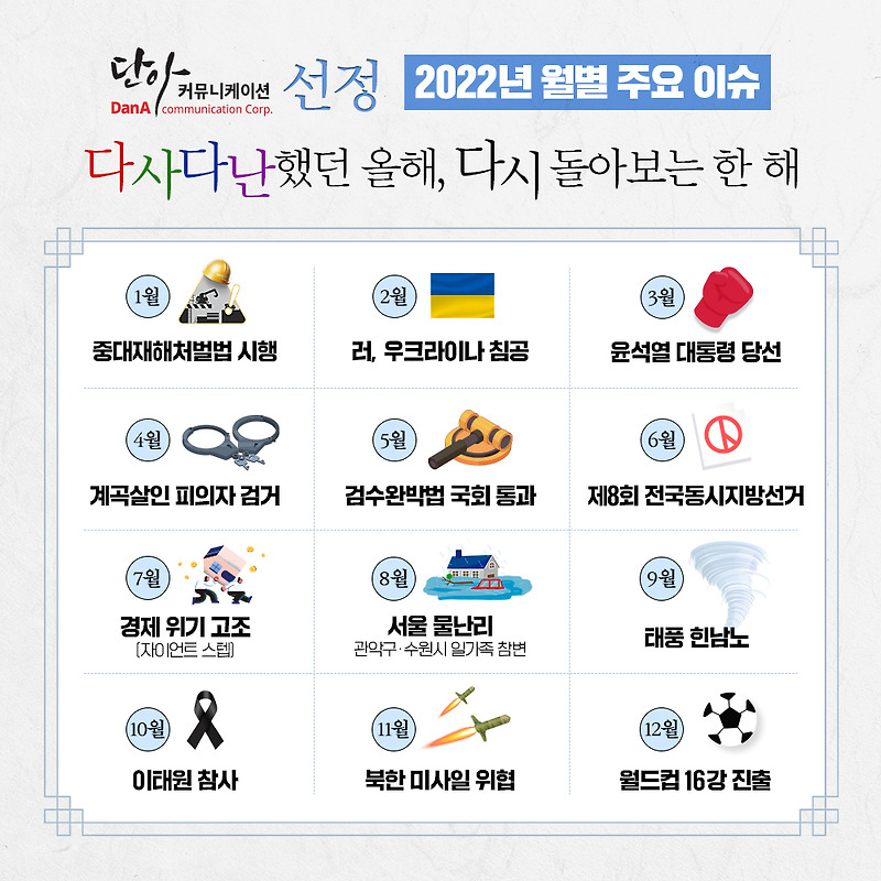 단아커뮤니케이션 선정 2022년 월별 주요 이슈 [단아일상]