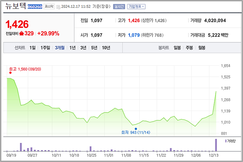 뉴보텍 주가 분석과 전망