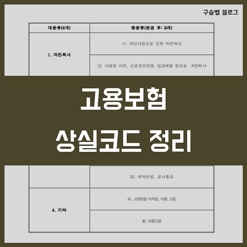 [4대보험] 고용보험 상실코드, 상실사유 총 정리