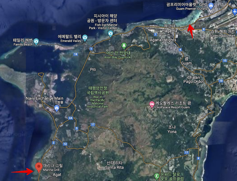 Guam 괌 마리나 그릴 Marina Grill 돌핀 투어 전에 식사하기 좋은곳