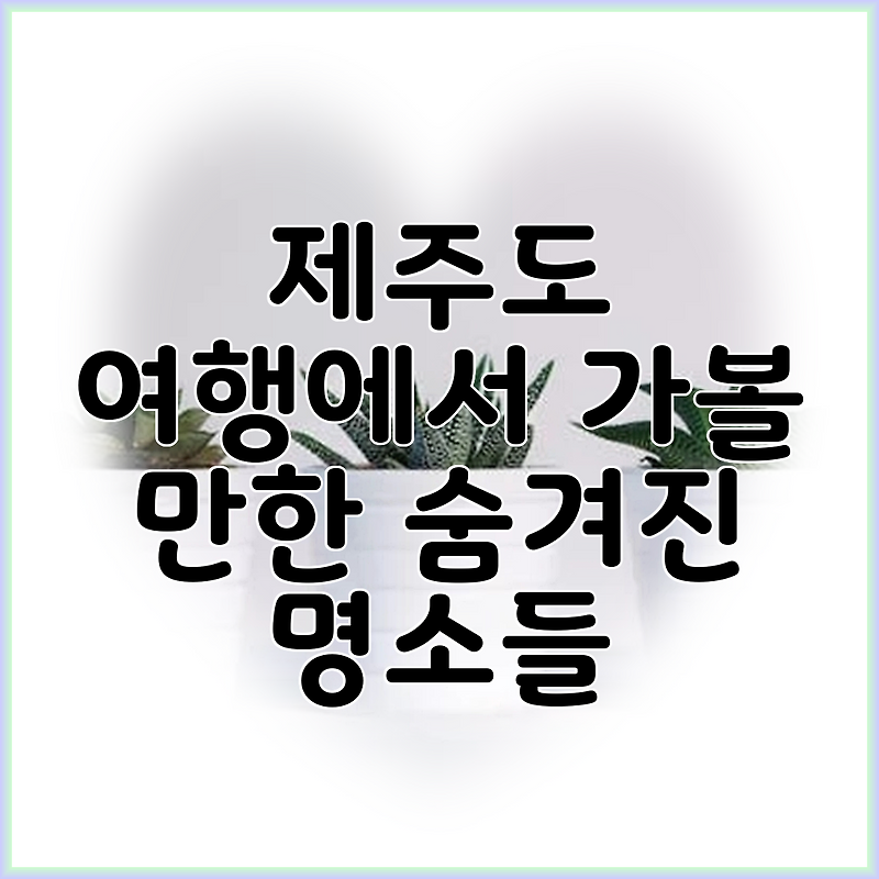 제주도 여행에서 가볼 만한 숨겨진 명소들