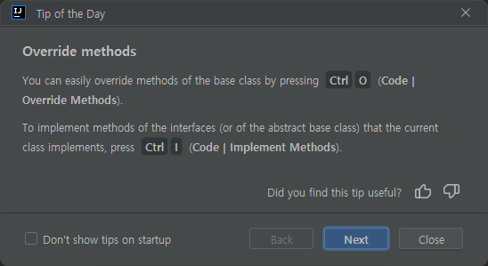 [Tip of the Day] IntelliJ : Override methods