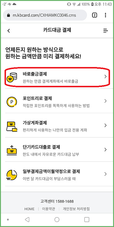 국민카드 카드대금 선결제 (선납) 방법 :: :::잡블로그:::