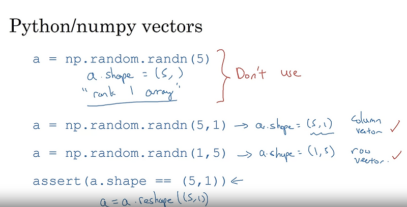 [DLS-1] Python/Numpy vectors 참고사항