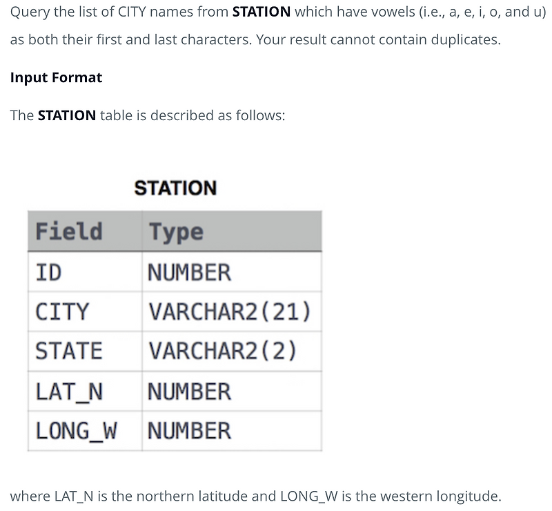 [HankerRank] Weather Observation Station 8/ MySQL/ 정규표현식