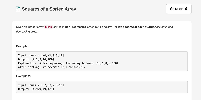 [leetcode] Array - Squares of a Sorted Array