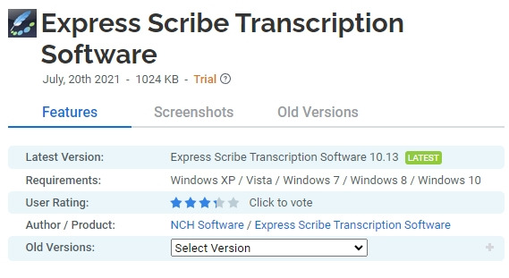 Express Scribe Transcription Software 무료 다운로드