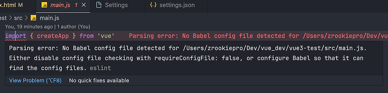 vscode parsing error no babel config file detected for