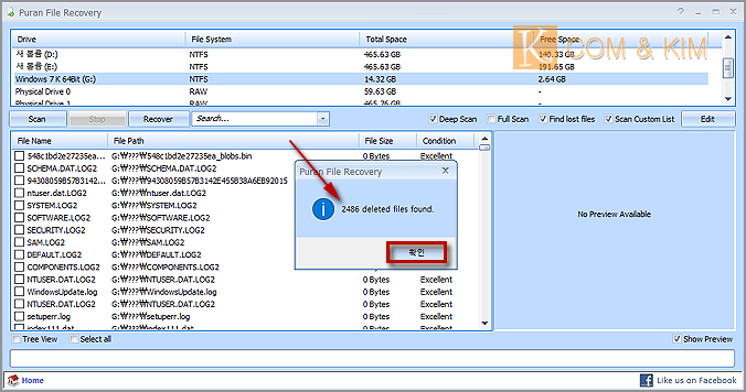 포맷된 디스크에서 파일 복구하기 'Puran File Recovery'