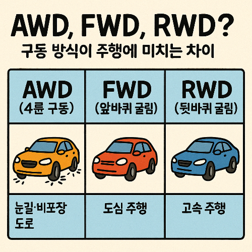 AWD, FWD, RWD? 구동 방식이 주행에 미치는 차이