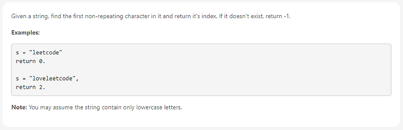[LeetCode] Java - First Unique Character in a String