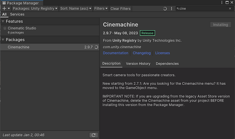 Unity(4) - Cinemachine Camera