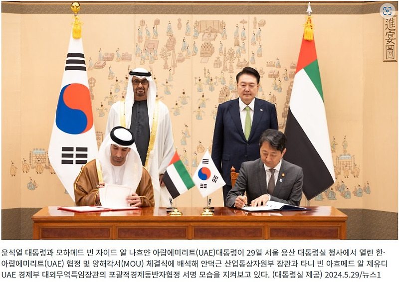 한 아랍에미리트 Uae 포괄적 경제동반자 협정 Cepa 에 정식 서명과 투자협력 체계에 관한 양해각서 Mou 체결