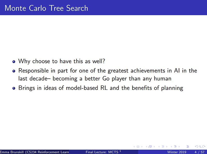 [CS234] Lecture 16: Monte Carlo Tree Search 정리